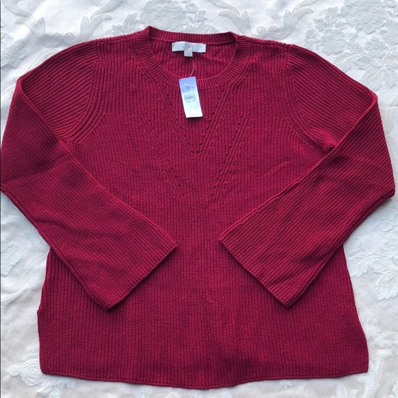 LOFT Sweaters - LOFT Dark Carmine Red Bell-Sleeve Sweater.18155